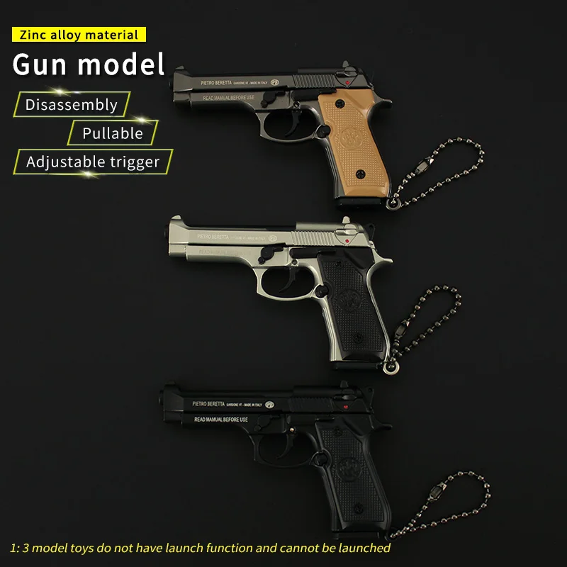 1:3 Beretta Toy Gun Mini Metal Gun Keychain 92F Model Weapon Miniature Toys