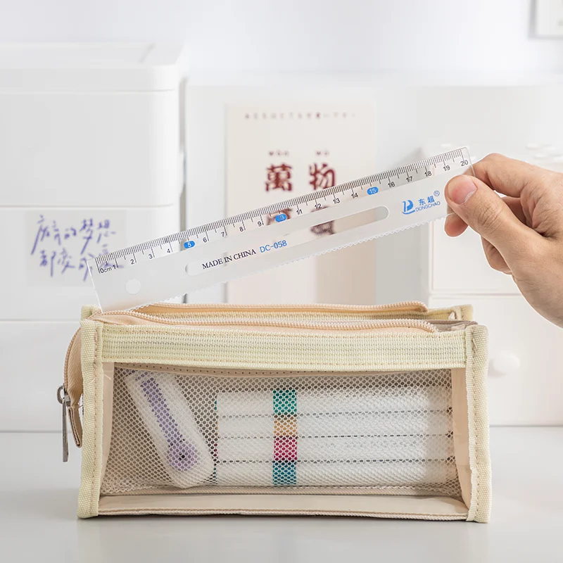 Versatile Clear Pencil Case: Multi-Functional, Large Capacity with Visible Partitions - Ideal for School and Office