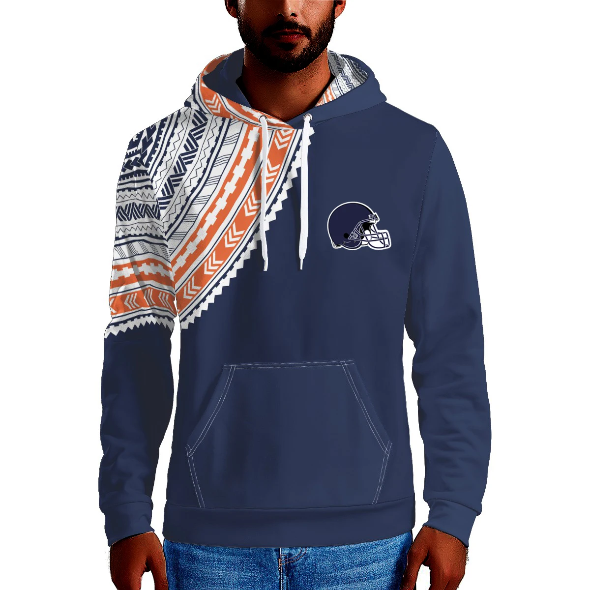Custom Polynesian Tattoo Prints Football Team LOGO/NAME Print Men Hoodies Cotton Sweatshirts Crewneck Pullovers Hoodie Male