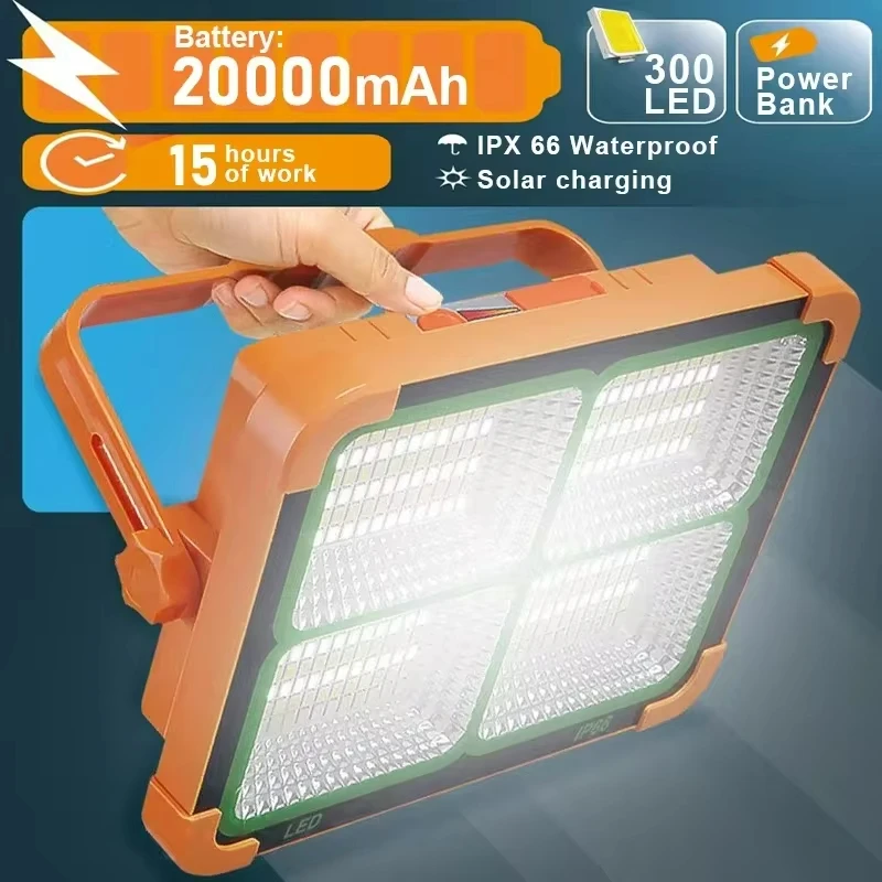 Rechargeable 200W Outdoor Portable LED Reflective Spotlight Solar Garden Light Outdoor Waterproof LED Solar Courtyard Light