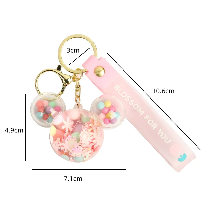 Wholesale Oil Pearl Mickey Head Flowing Sand Keychain Pendant Buckle Personalized Book Bag Acrylic Doll Pendant