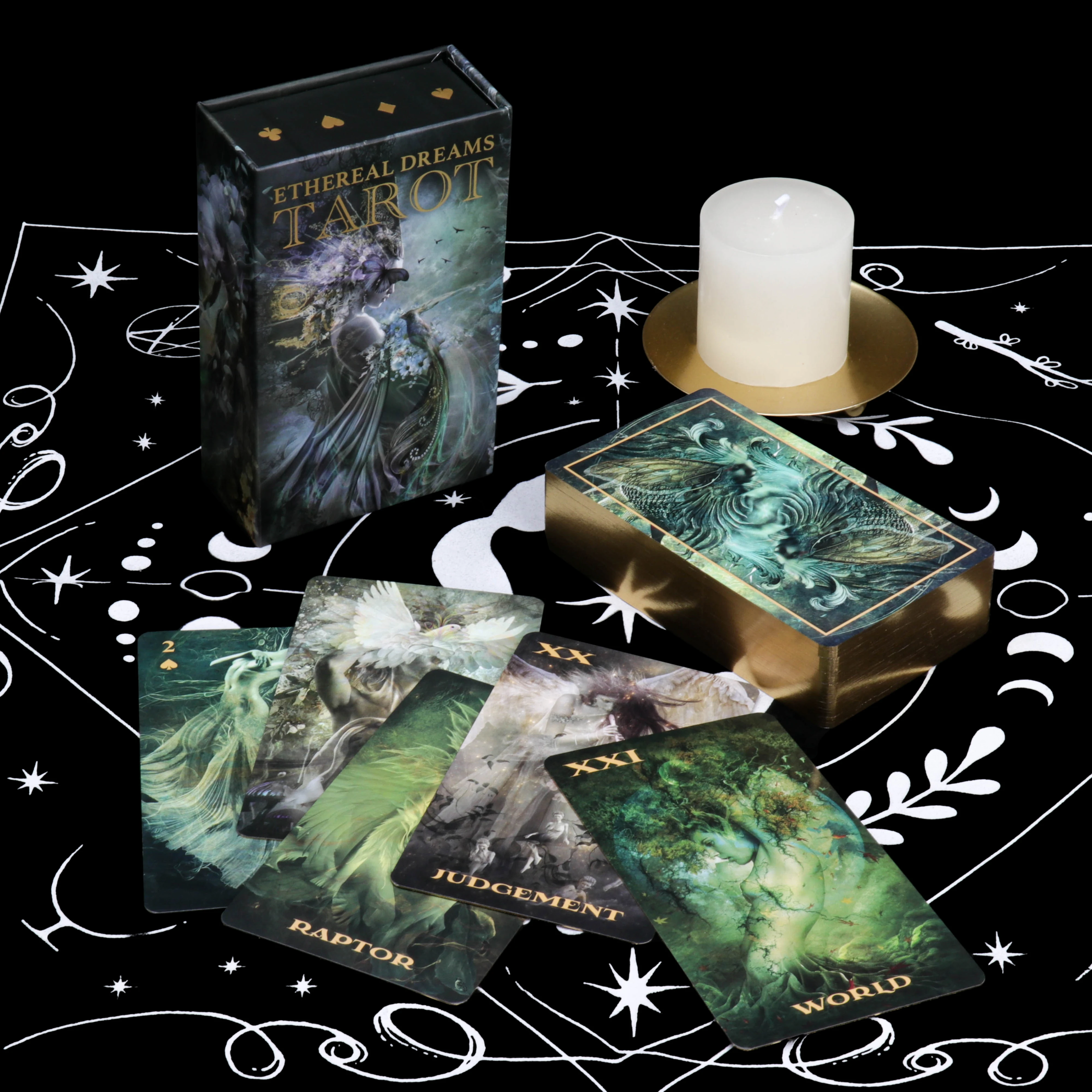 High Quality Custom Wholesale Printing Golden Edges Gold Black Paper Oracle Tarot Deck Affirmation Cards With Book Instruction