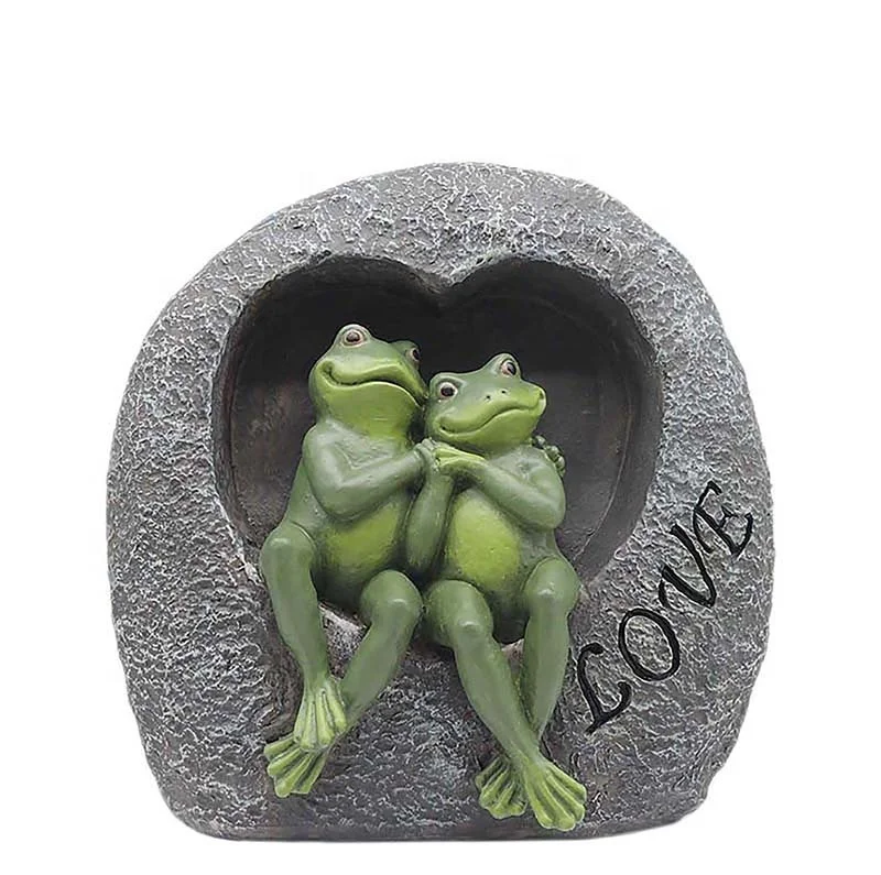 Lover Frog Decor Garden Frog Couple Statues Romantic Resin Animal Figurine Frog Stuff Outdoor Lawn Accessories 7 Inch