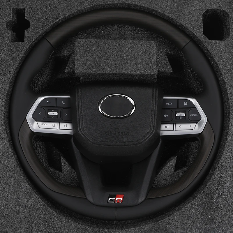 Custom GR Style Black Leather Wooden Steering Wheel for Toyota Corolla 4Runner Crown RAV4 Fortuner Yaris Prius Lexus Lx570 GX470