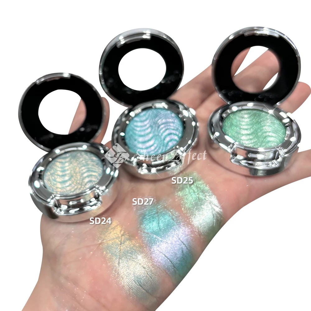 Wholesale cosmetics makeup your logo holographic holo single private label high pigmentation duo chrome multichrome eyeshadow