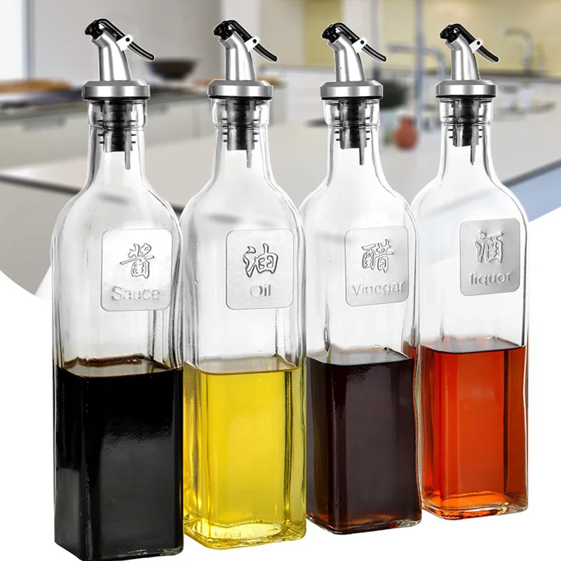 Glass sealed soy sauce vinegar bottle 500ml household seasoning sesame oil vinegar bottle glass kitchen supplies