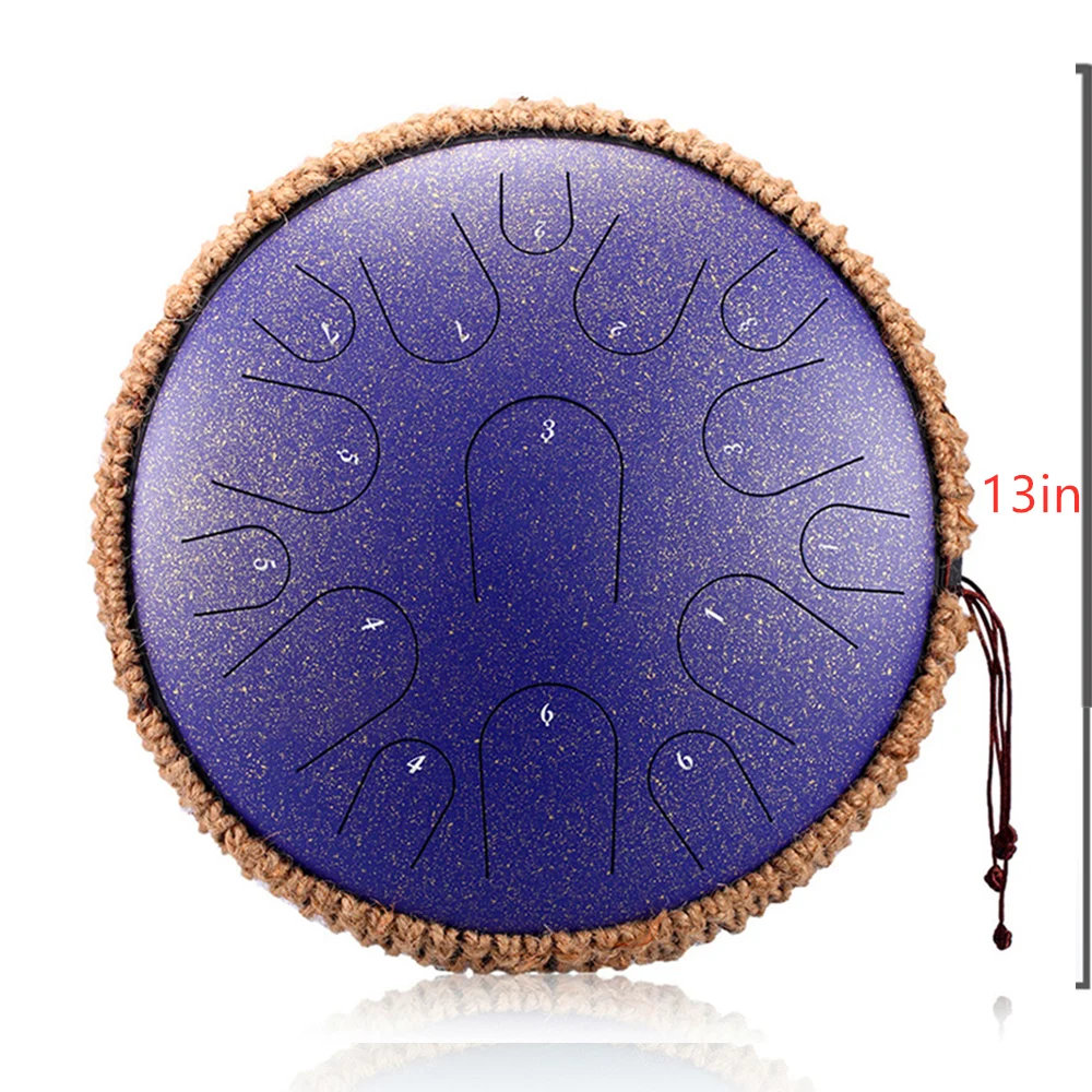 
13 Inch 15 Notes Percussion Drum,Mini Percussion Instrument Hand Pan Drum Alloy Steel Tongue Drum Handpan 