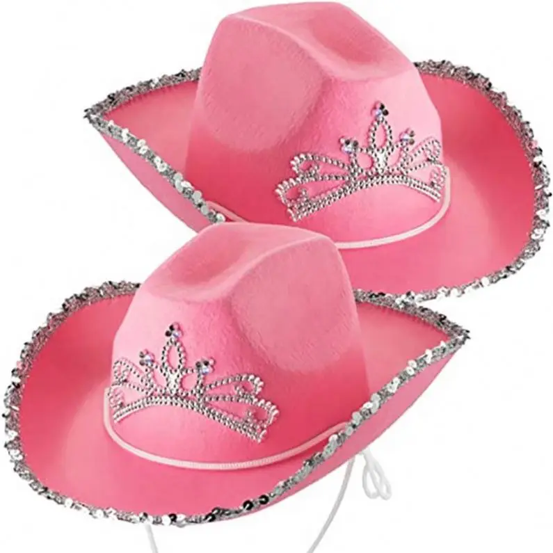 HANDCOW-260 Light Up Country Western Pink Cowgirl Hat Party Cowboy