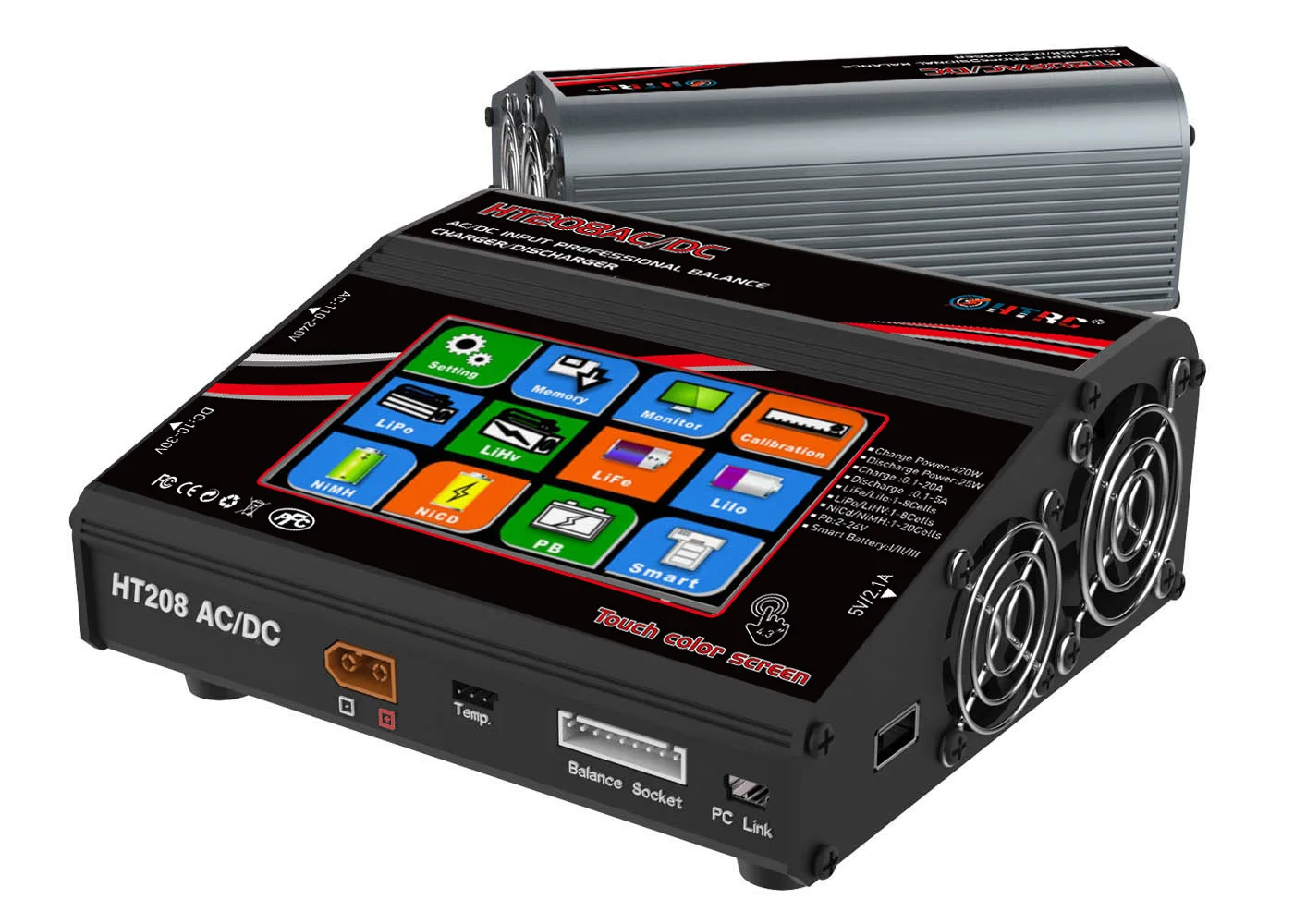 HTRC HT208 AC DC 420 Вт 20A ЖК сенсорный экран баланс зарядногоразрядного устройства для детей возрастом от 1 до 8 лет s литий-ионным LiPo LiFe LiHV-гидридных и никель-кадмиевых типов аккумуляторов NiM PB зарядки аккумулятора