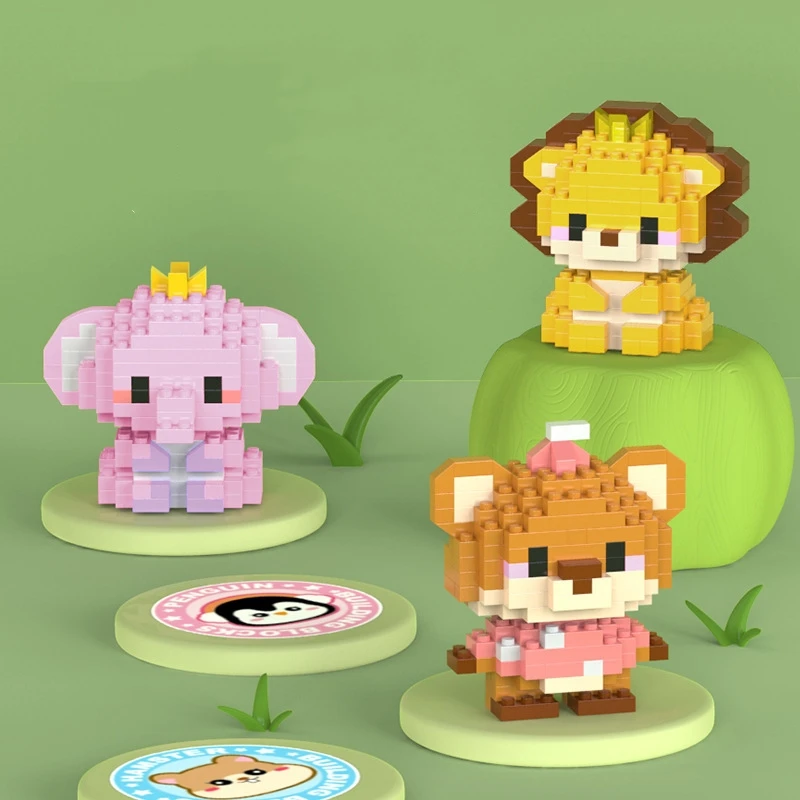 W1502 animals tiger lion horse bear Decoration diamond particles Building Block Plastic Toy gift for kids girls boys