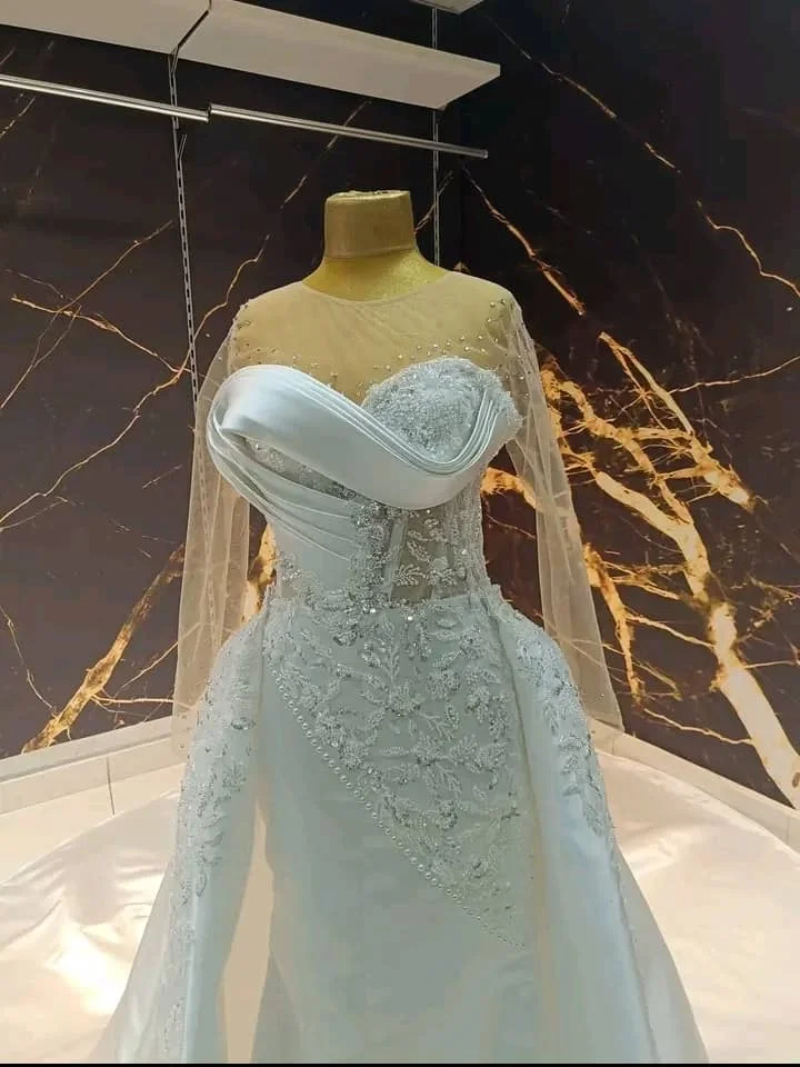 Wholesale wedding dress luxury gown tulle elegant mermaid detachable tail vestido de noche rpbe customized