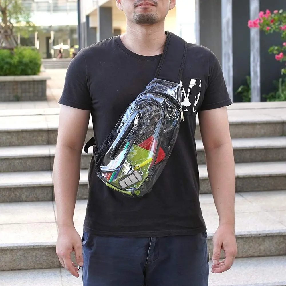 New Fashion Unisex Clear PVC waterproof Shoulder Crossbody Backpack wholesale custom Stadium Approved Mini transparent Sling Bag