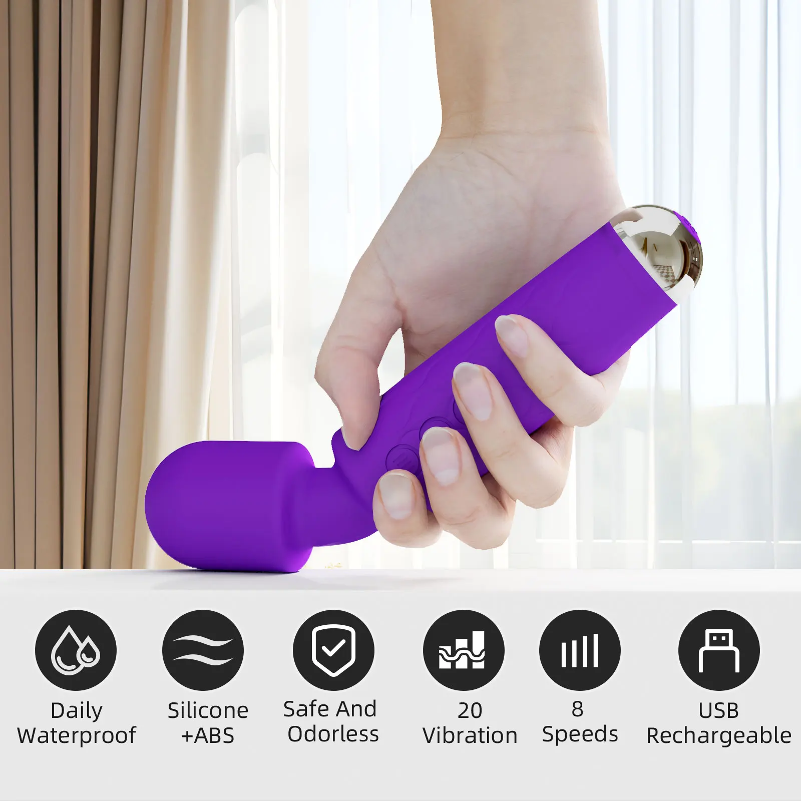 Wholesale 20 Modes Powerful Vibrators Rechargeable Massager G Spot Sex Toys AV Wand Vibrator Wand Vibrator Magic Wand Massager