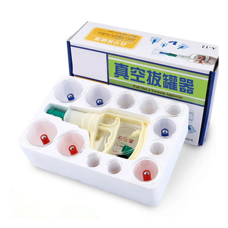 Chinese Medical Safety Vacuum Cupping Set with Box Includes Therapy Body Cupping Cups and Vacuum Cans for Back Treatment