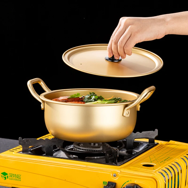 High quality Korean Gold aluminum cookware Casserole cooking soup & stock pots kitchen Tableware Ramen bowl