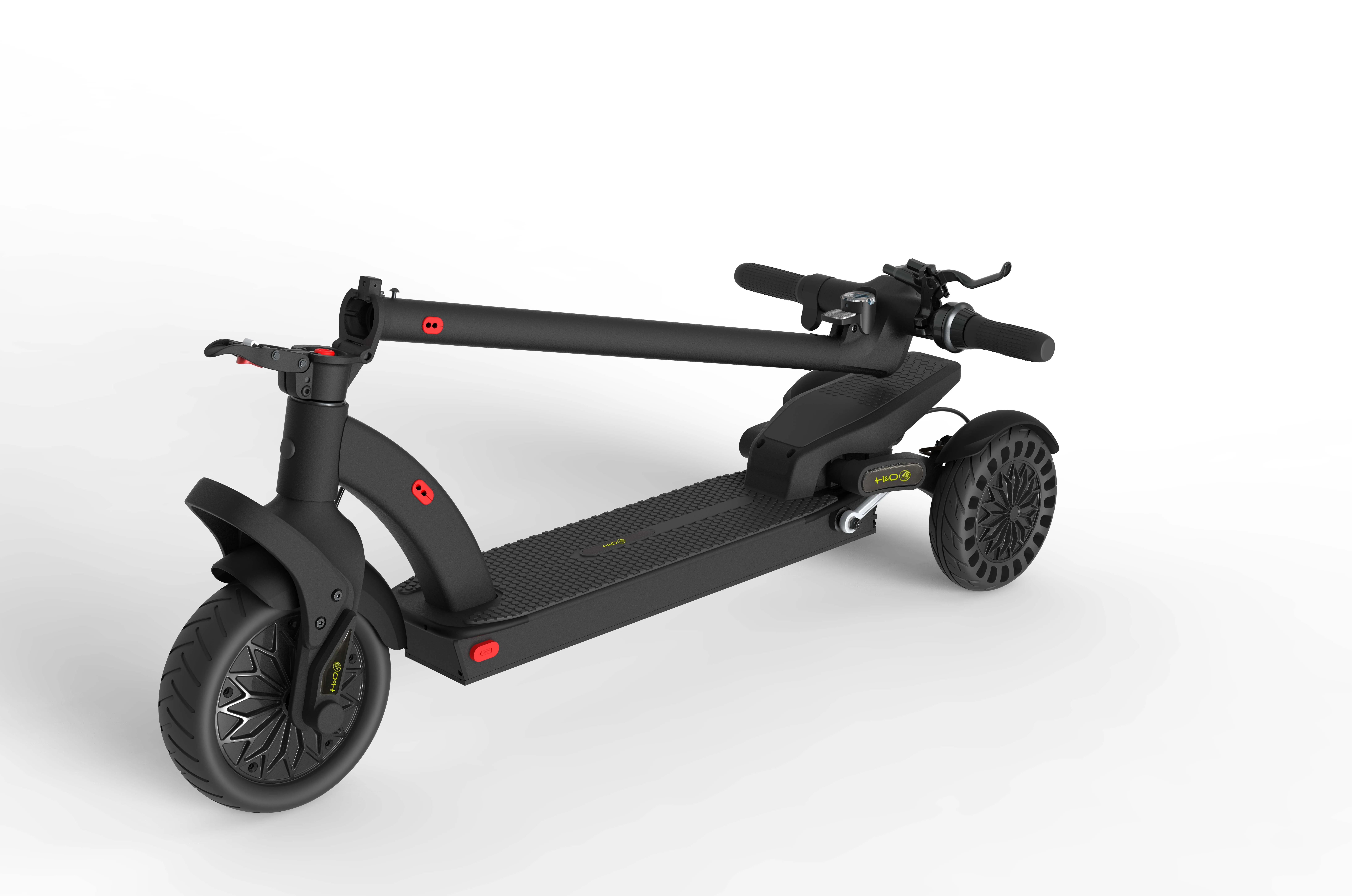 H&O 300W e scooter 36V7.5Ah Front 10inch and rear dual 8 inch tire  Folding Brake hydraulic system 3 wheels scooter