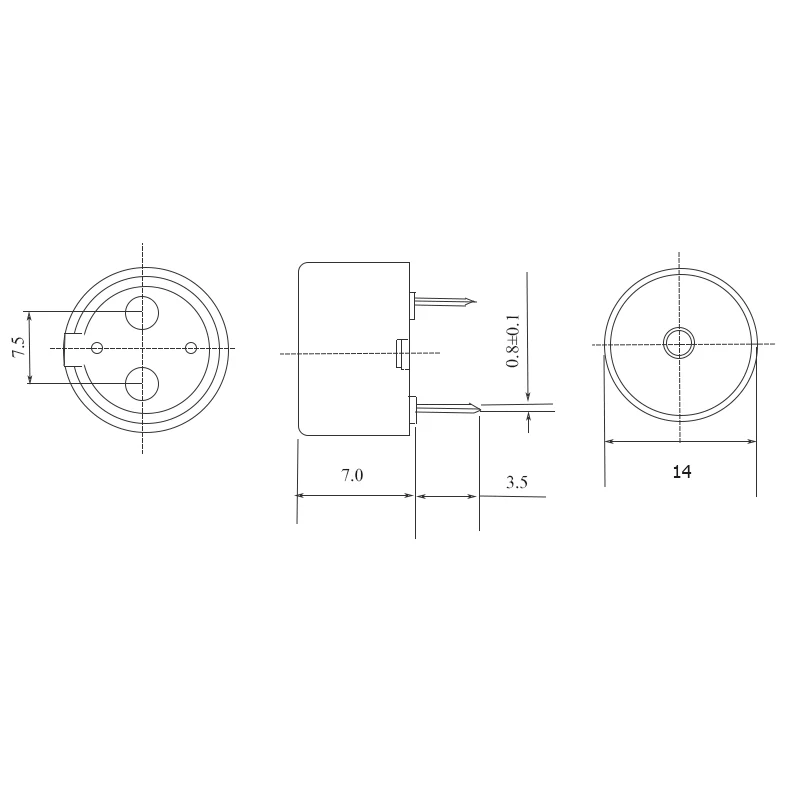 HYR-1240 small 12mm diameter piezo buzzer 12V piezo buzzer 6Vp-p/3Vp-p with kinds of sound performance piezoelectric transducer
