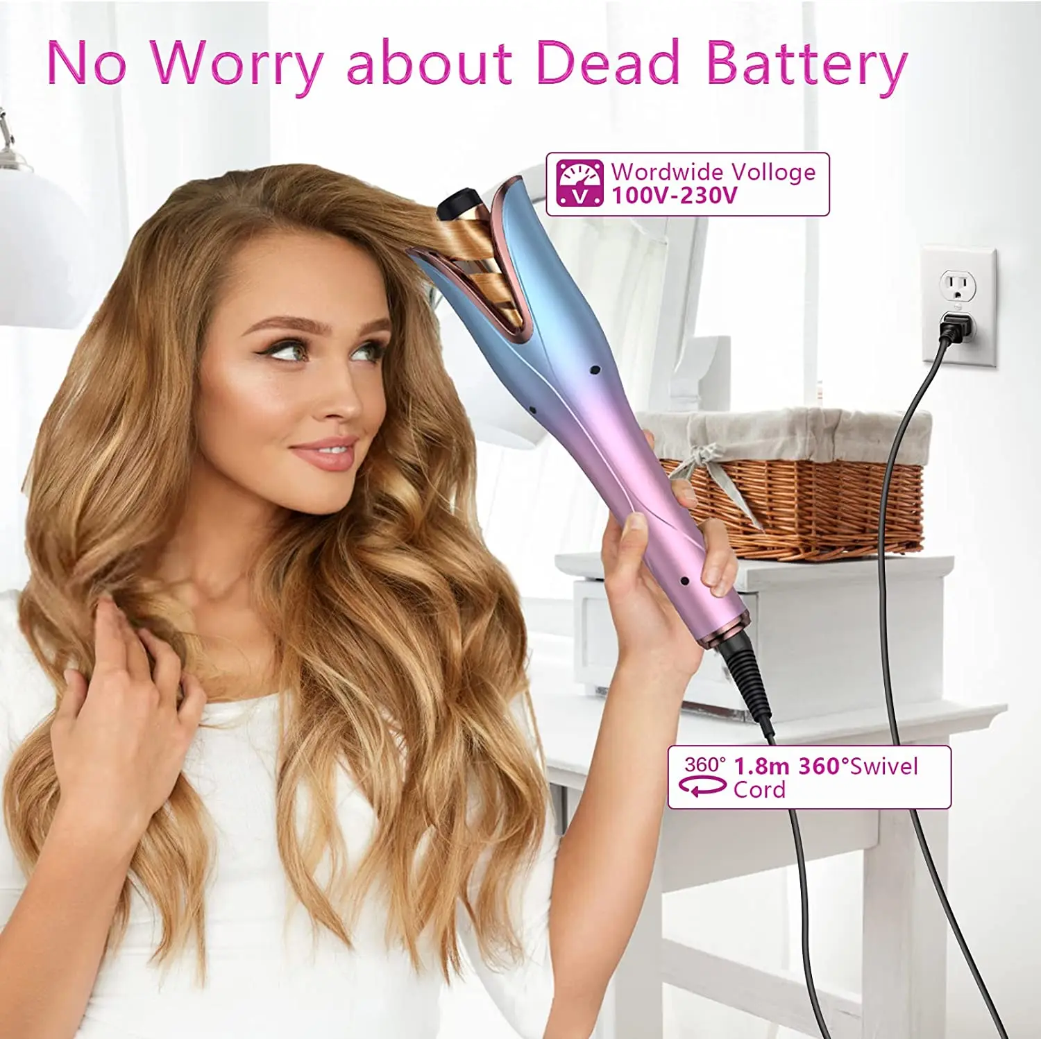 2021 High Quality Auto Hair Curler LED Beauty Professional hair curling iron Rotating Curling Iron Automatic Hair Curler