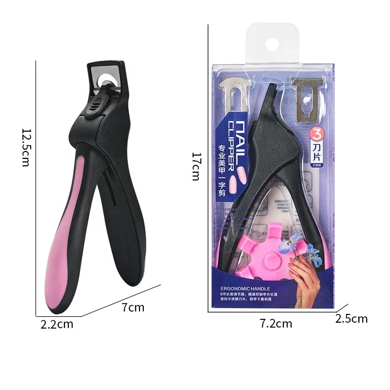 DIY French Nail Extension Edge Clipper With Replaceable Blade Rotary Table Round SquareNail Clipper Cutter