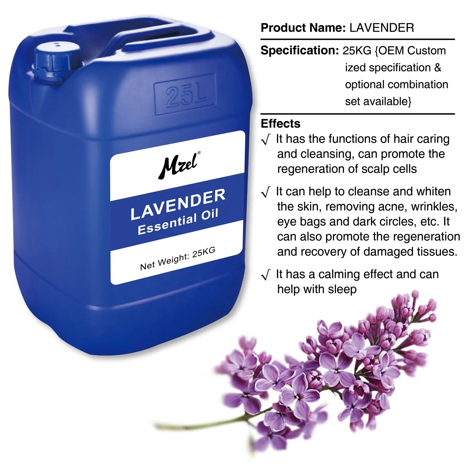 Mzel Wholesale Price OEM 100% Pure Natural Organic Lavender Fragrance Essential Oil Bulk Suppliers