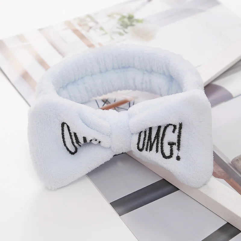 
Colorful Women Bow Hair Band Fashion OMG Letters Wash Face Headband Girls Headwear Hairbands Coral Fleece Hair Accessories 