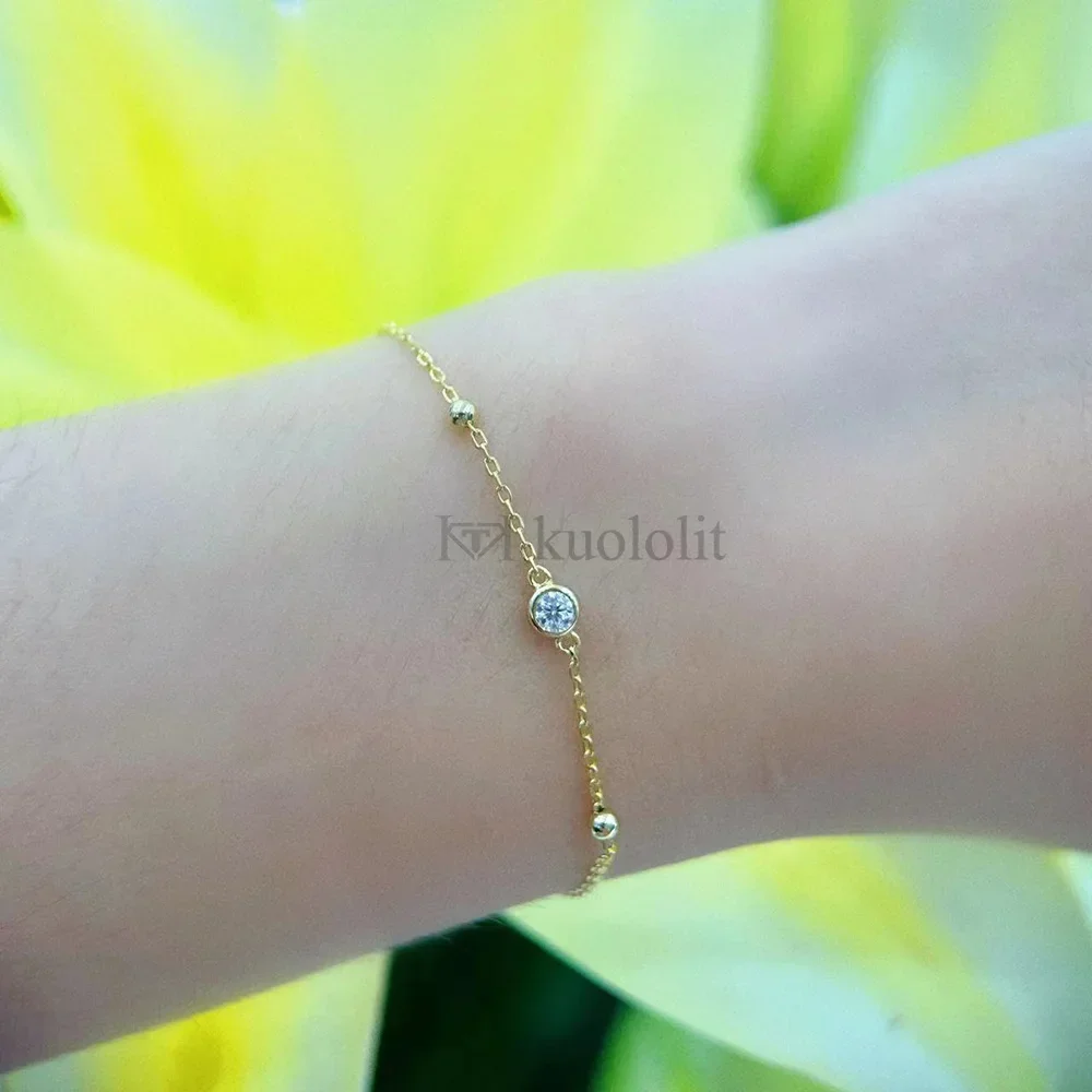 Kuololit Lab Grown Diamonds Bracelets for Women Men 18K 14K Solid Gold 925 Silver for Engagement Party Trendy Christmas Gifts