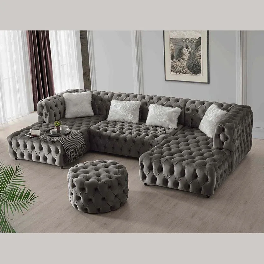 The U-Shaped Rocky Chester field Grey Corner Sofa