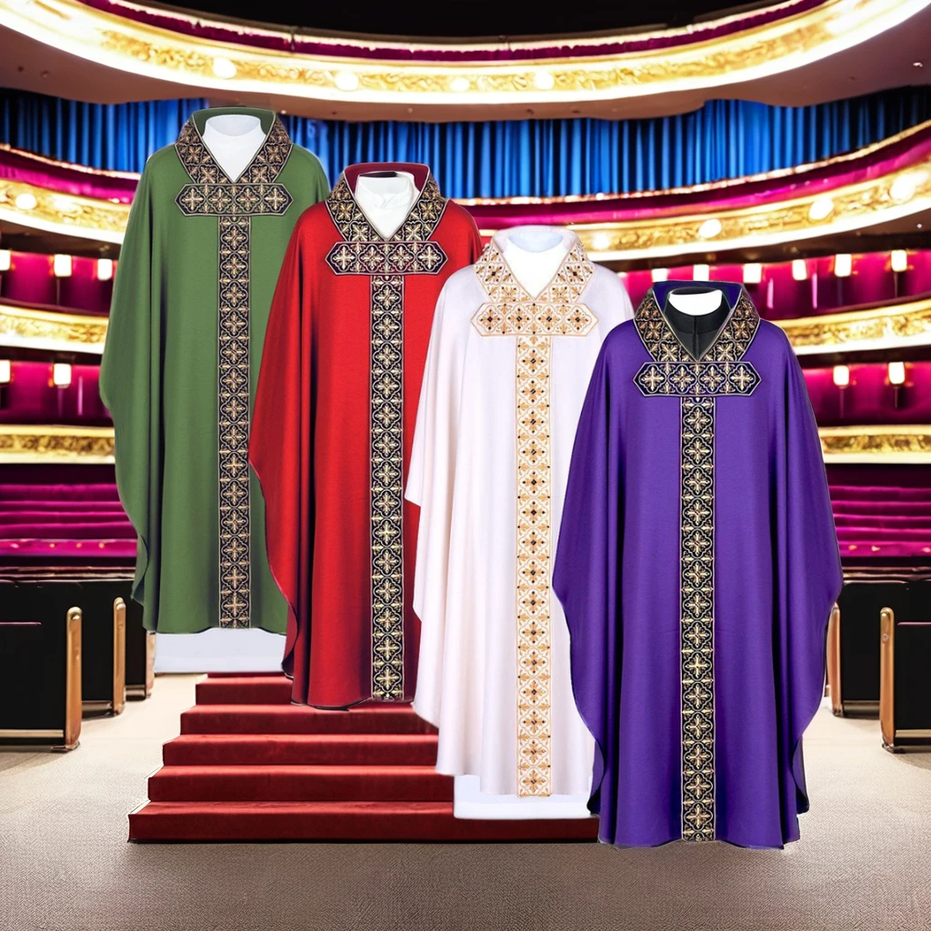 In Stock Retro Printed Clothes Prayer Robe Gown Church Dress Priest Monks Missionary Halloween Party Cosplay Costumes