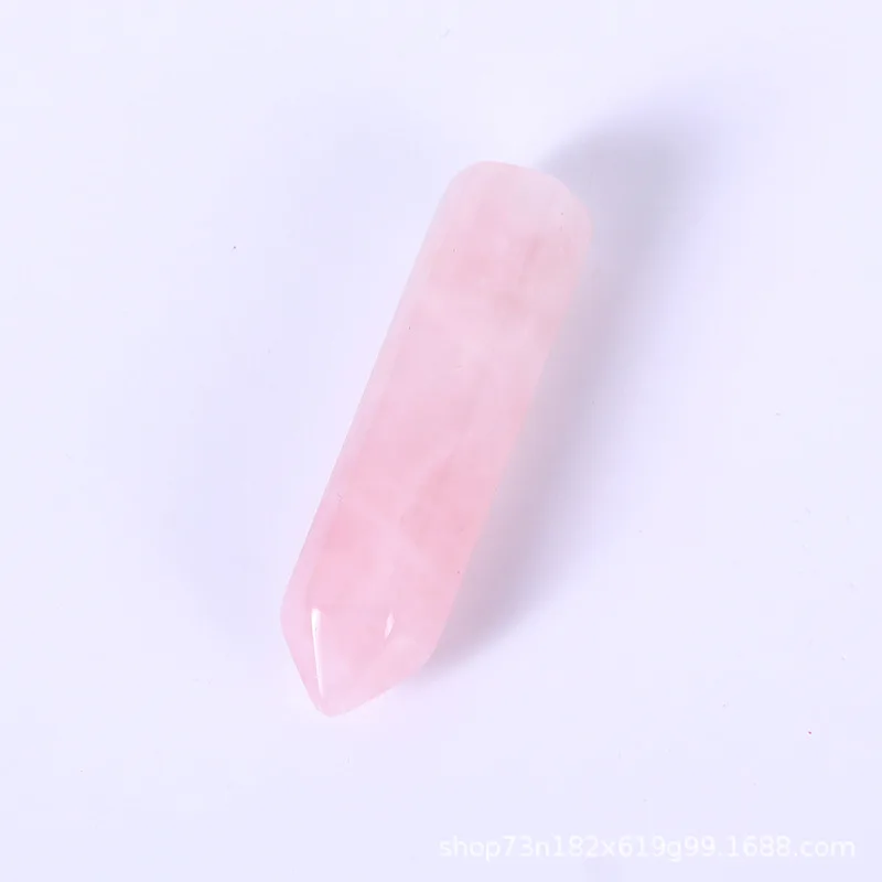 Natural Single-Pointed Hexagonal Quartz Pillar Naked Stone Amethyst Powder Crystal Gemstone Bullet Head Yoga Energy Enhancement