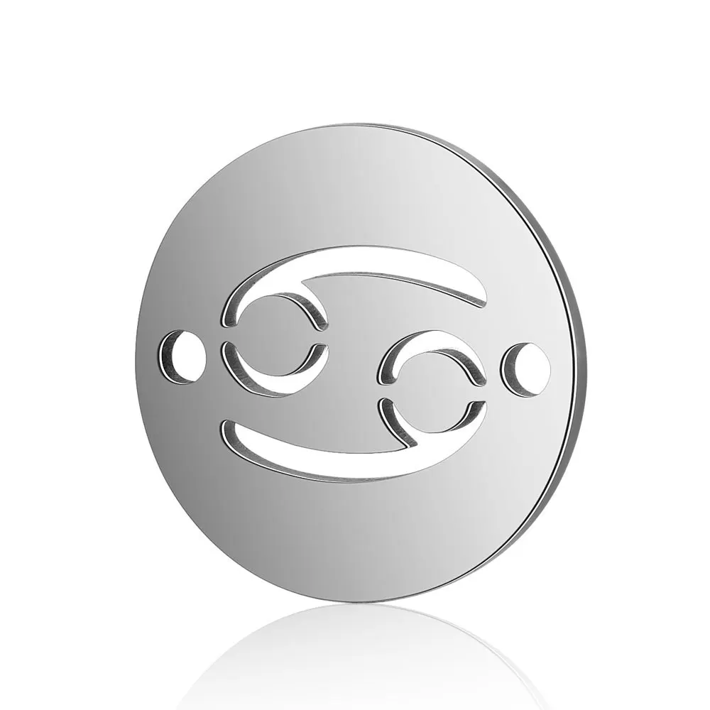 2-Hole Stainless Steel 12 Zodiac Sign Constellation Symbol Bracelet Charms Pendant For Necklace Bracelet Accessories