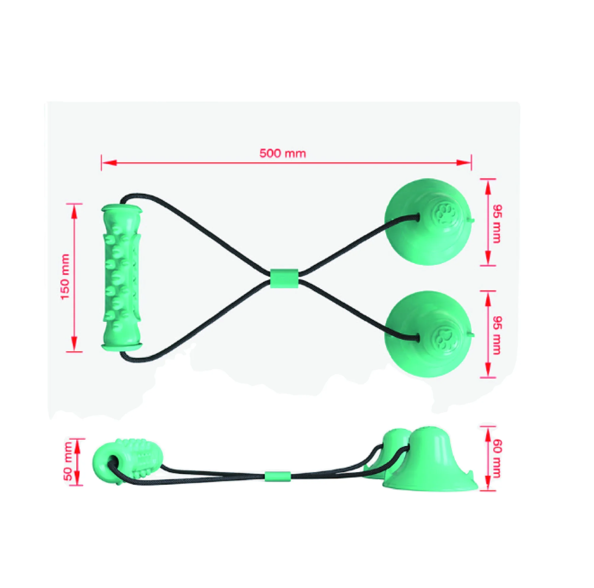 Хит продаж, безопасный для здоровья зубной шар, прочная присоска, Жевательная веревка, игрушки с шариками, Интерактивная виниловая игрушка для собак из ПВХ