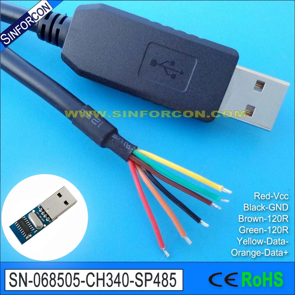 Low Cost Promotion USB to RS485 Converter Cable CH340 Chip Wire End 6ft