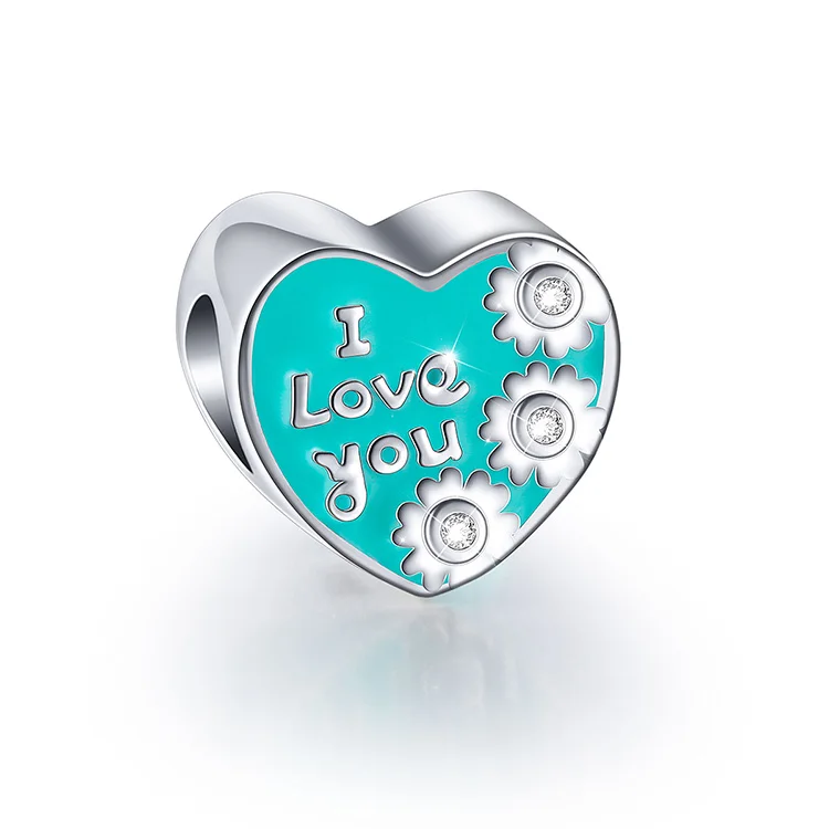 925 sterling silver heart shaped beads gold plated charms fit bracelet