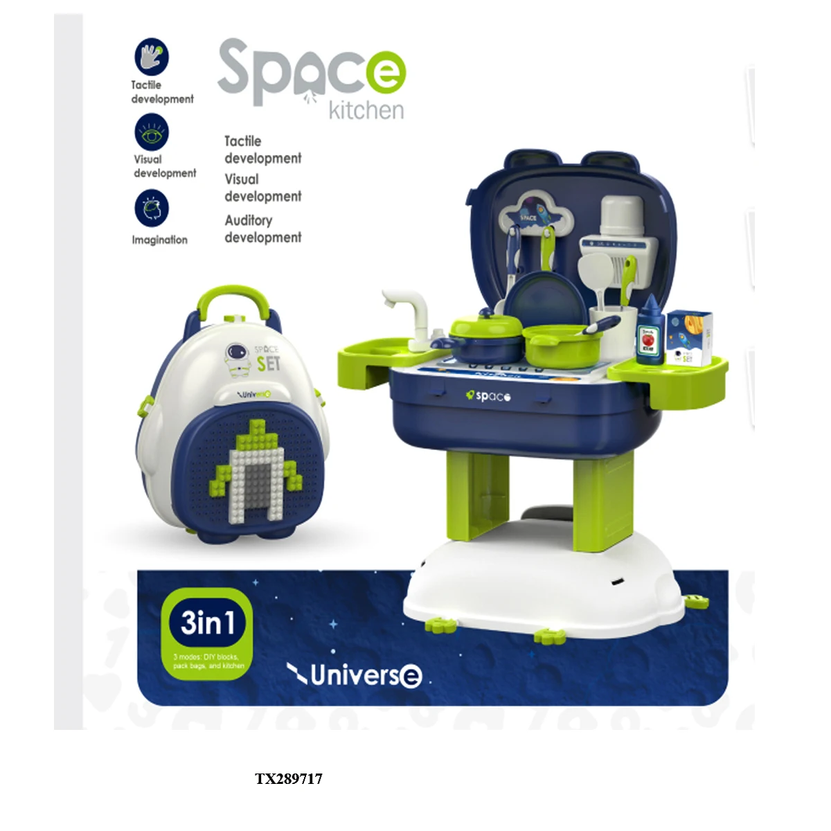 Cooking toys kids kitchen Transforming Brick backpack k 3 in 1