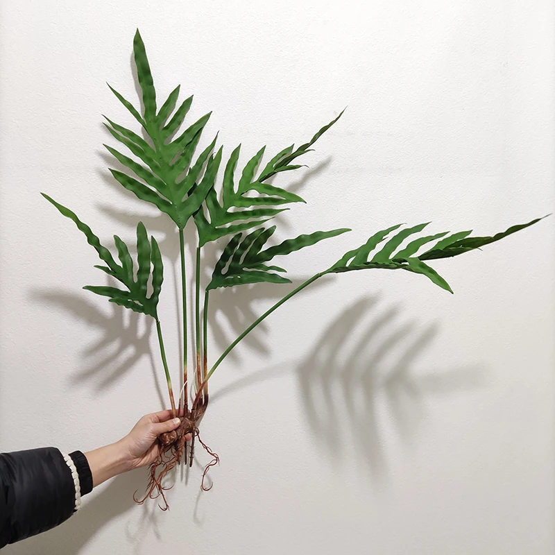 Nearly Natural Fan Leaf Faux Plants Real Touch Monstera Leaves Spring Taro Leaf Artificial Plant Monstera Bush With Root