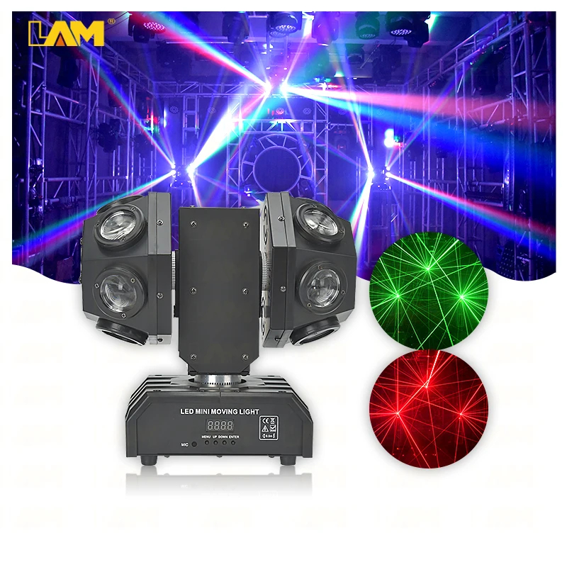Double Arms Beam Laser 12x10W RGBW Rotating Magic Ball Stage Light 12pcs 4in1 Led Beam Laser Moving Head Light  for Night Club