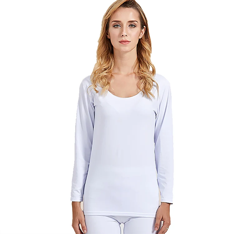 
Custom Womens Long John Set Smooth Knit Round Neck Thermal Underwear with Multi-Colors 