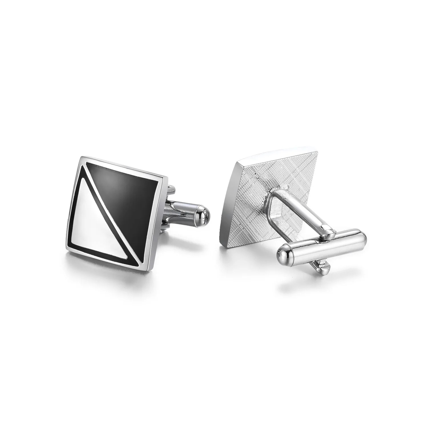 Wholesale Mens Simple Blank Black Cufflinks  Business Silver Shirt Cufflink Blank For Men