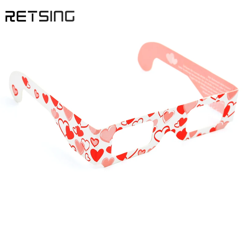 
Custom Logo Printing Paper Heart Diffraction 3D Firework Glasses 