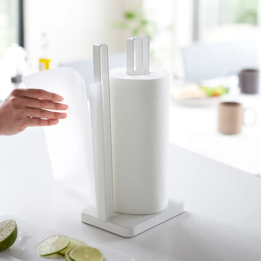 kitchen metal countertop counter upright vertical small tissue paper towel roll stand holder rest rack stand for kitchen