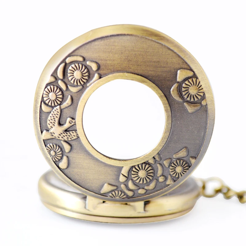 copper skeleton mechanical pocket watch for men and women