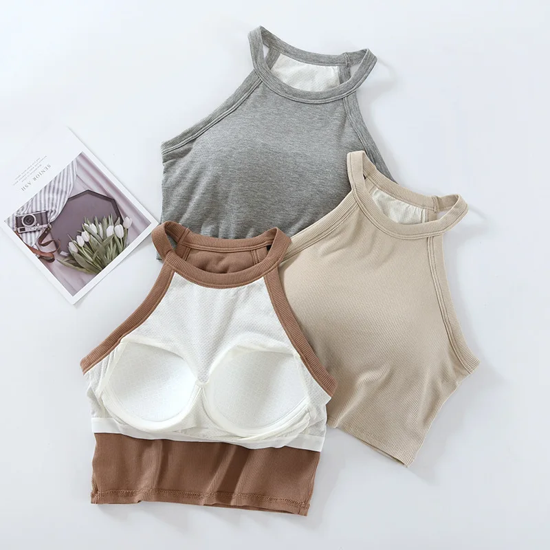 Factory Direct New One-piece Vest With Bra Pads For Women Comfortable Short Bottom Top