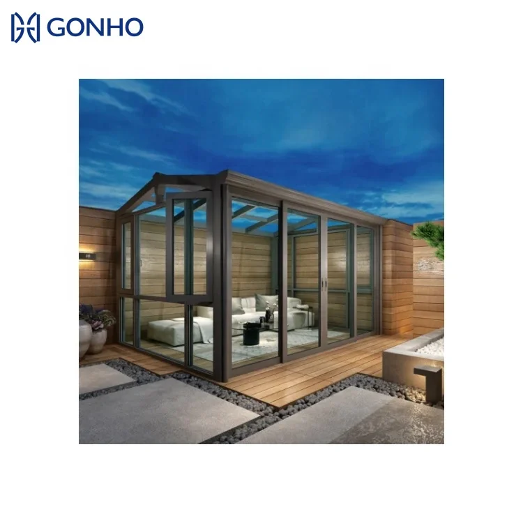 GONHO House Garden Glass Insulating Double Triangle Roof Electric Control Louver Winter Stain Sunroom