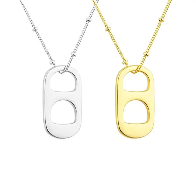 SC Hot Selling Pop Top Pendant Can Tabs Obx Necklace Ins Trendy 18K Gold Plated Beaded Chain Soda Tab Necklace for Teen Girls
