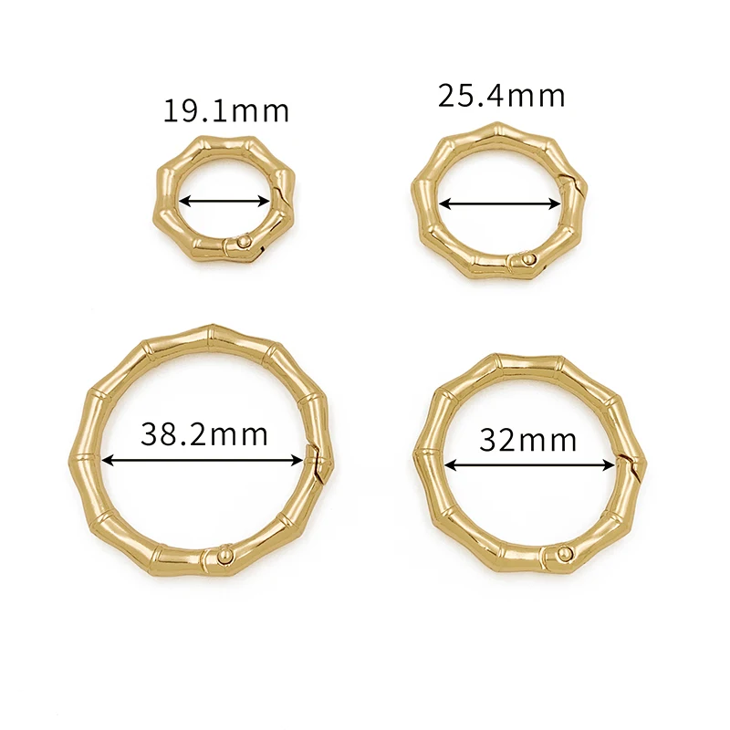 Custom Various Sizes Spring Buckle  Bamboo Design Metal O Rings Bag Accessories Trigger Snap Clip For Handbag