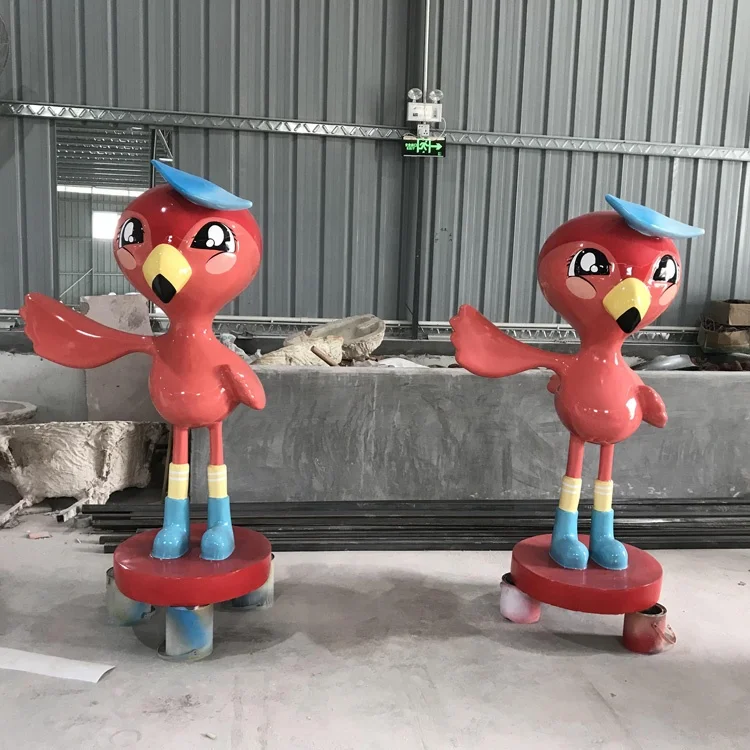 Fiberglass cartoon parrot Resin fiber animal model bird cartoon custom Cartoon statue of a shop welcoming guests