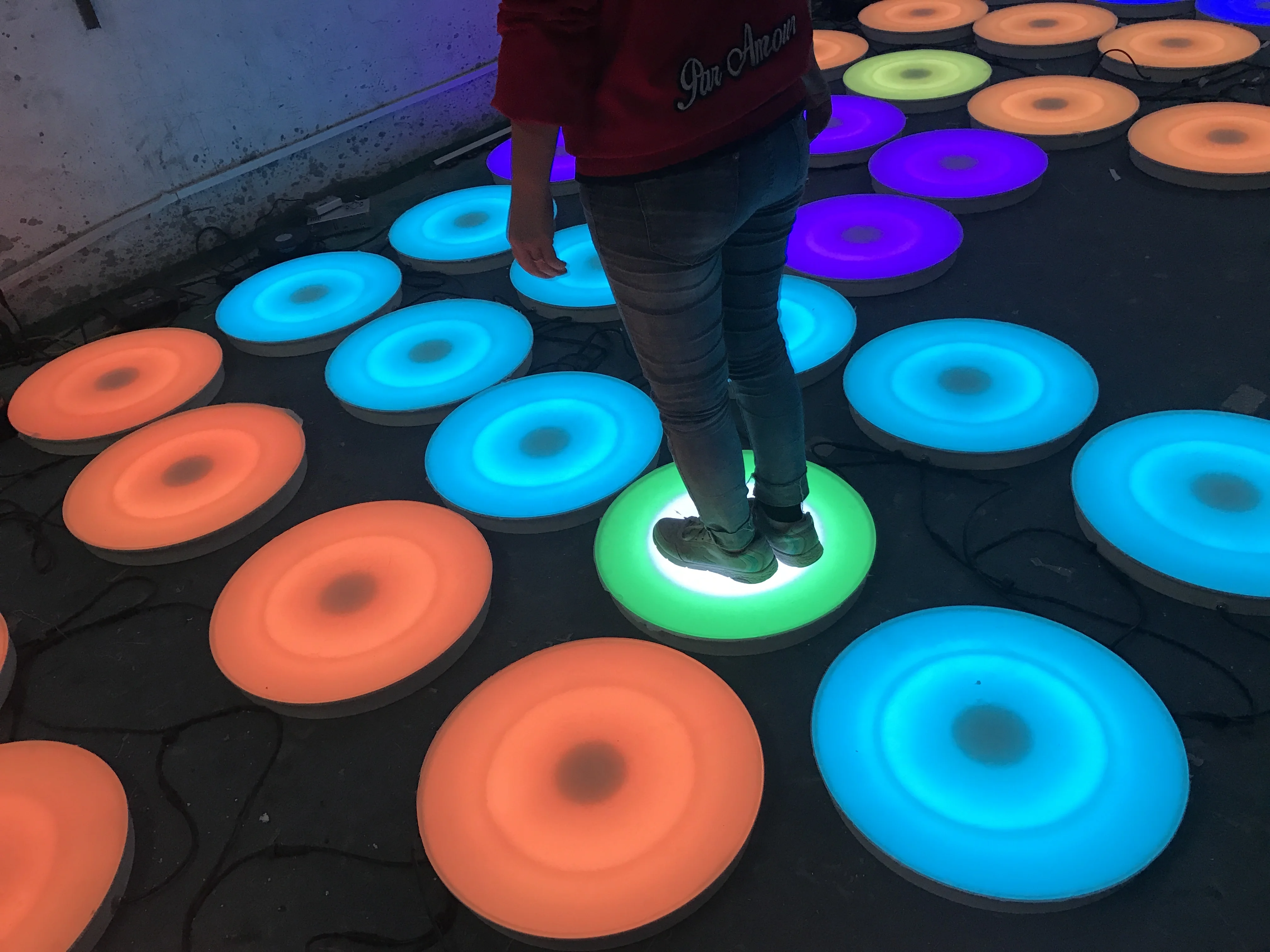 Interactive Round LED Dance Floor Pressure Sensor Game Tiles Circle Light Up Stage Luminous For Disco DJ