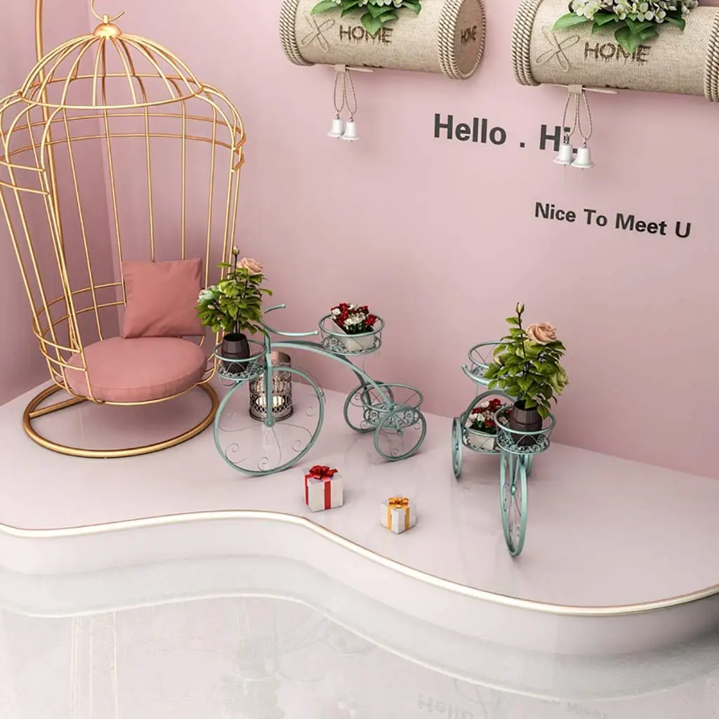 Home Garden Decor Nostalgic Bicycle metal Plant Stand for Outdoor and Indoor