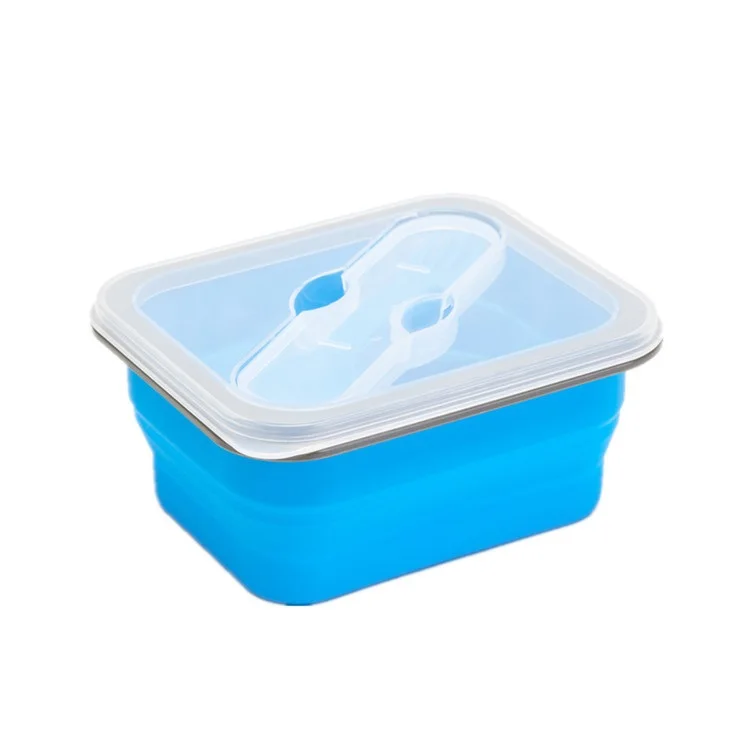Work Travel Portable Small Eco Friendly Silicone Collapsible Heatable Lunch Box Container