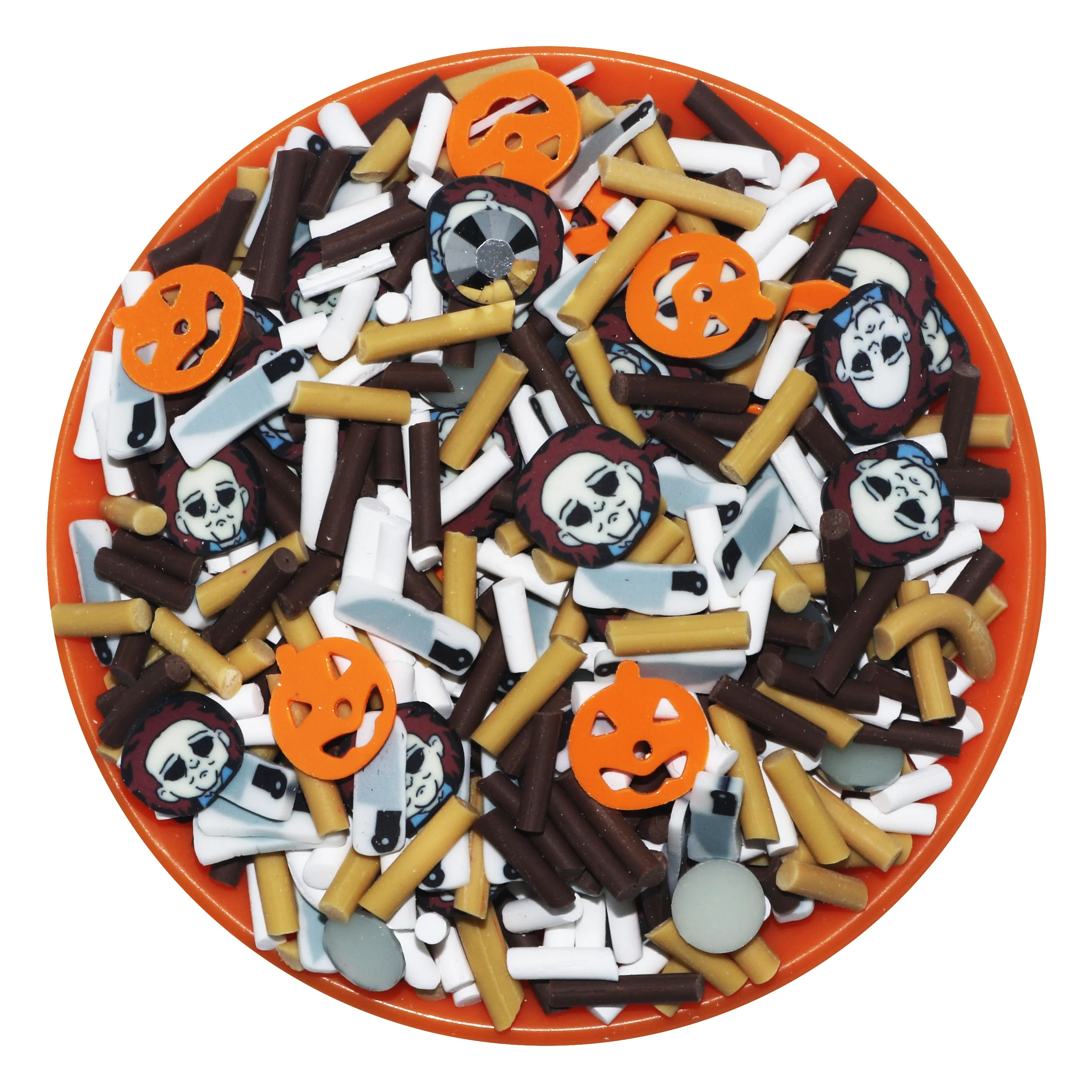 HENGXIN Halloween Mix Cartoon Character Pumpkin Knife Short Sprinkles Polymer Clay Slices For Slime Nail Phone Case Decoration